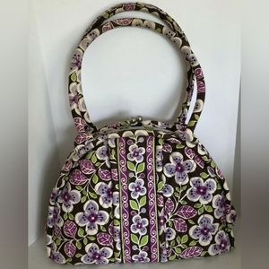 Vera Bradley ELOISE PLUM PETALS Dome Purse Med/Lg Quilted Kiss Lock w/ wallet